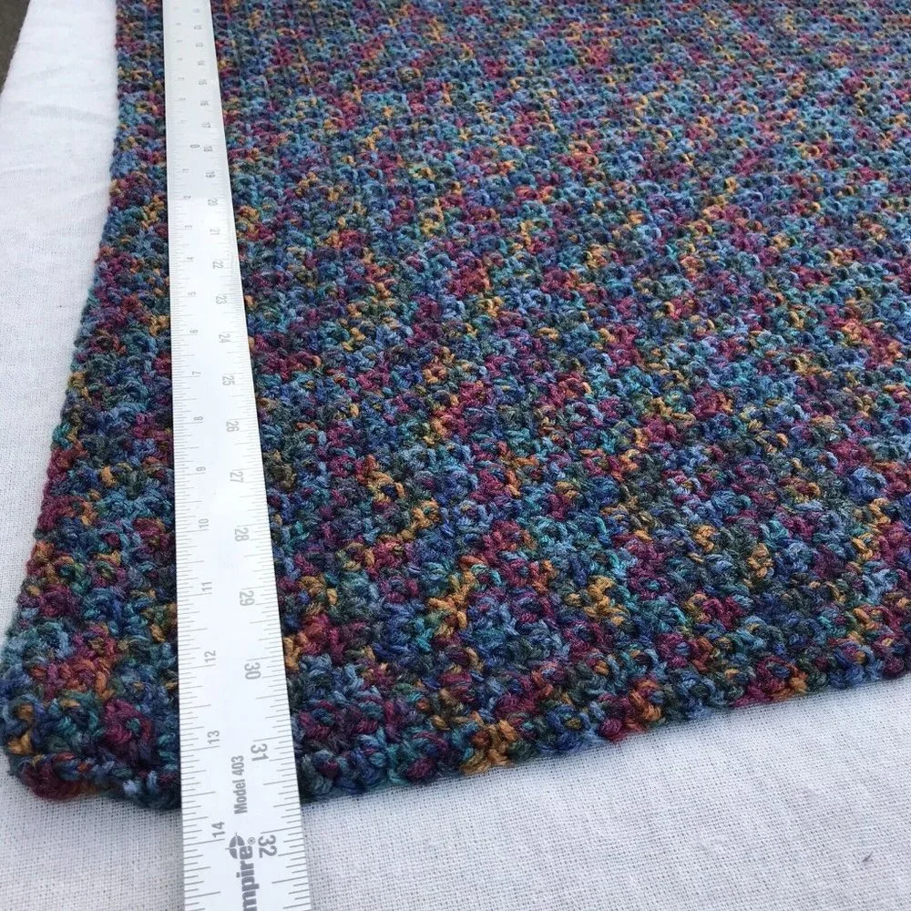 New Handmade Crochet Blanket 32x32 Lap Car Couch Dog Pet Afghan McM OOAK Rainbow